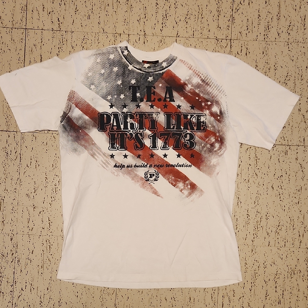 Phat Farm White Armerican Flag Full Graphic Crewneck T-Shirt Vintage Late 90s